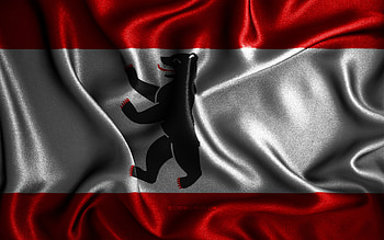 Berlin flag, , silk wavy flags, german cities, Flag of Berlin, fabric flags, Day of Berlin, 3D art, Berlin, Europe, cities of Germany, Berlin 3D flag, Germany HD wallpaper