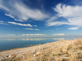 Nature, Grass, Stones, Sky, Mountains, Clouds, Lake, Shore, Bank, Day HD wallpaper