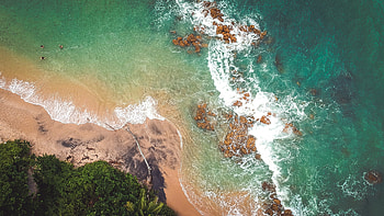 Beach, sea, aerial view, nature HD wallpaper