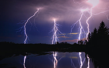 Landscape, Nature, Lightning HD wallpaper