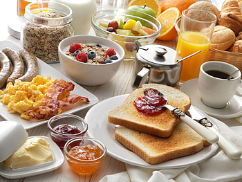 Continental Breakfast, breakfast, toast, coffee, fruit, jam HD wallpaper
