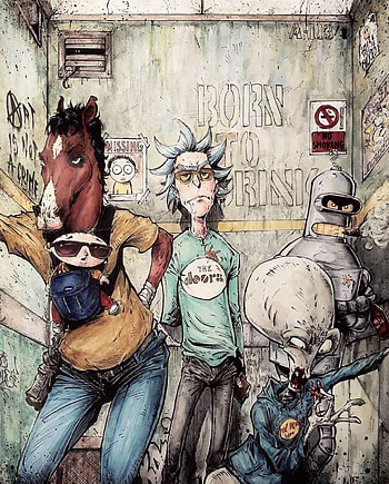 Rick with bojack, art, mural HD phone wallpaper