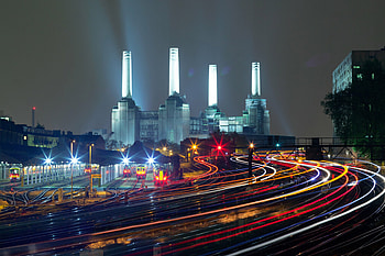 Battersea Power Station, architecture, power, lights, station, graph, art deco HD wallpaper