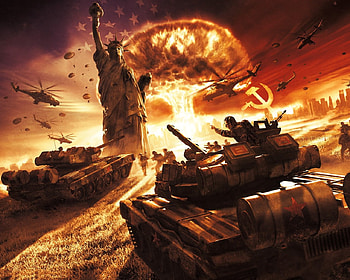 the last war, abstract, tanks, cg, 3d, statue of liberty, red, war HD wallpaper