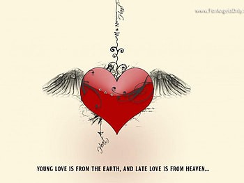 Love , wings, winged, red, hanging, heart HD wallpaper