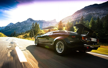 old black lamborghini, old, road, sports, lamborghini HD wallpaper