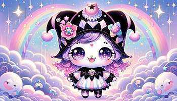 Kuromi Hello Kitty for Backgrounds, Kuromi (Onegai My Melody), kawaii, character design, colorful, fantasy HD wallpaper