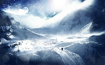 Trees, Fantasy, Sky, Stars, Land, Earth, Planet, Study, Skiers, Exploration HD wallpaper
