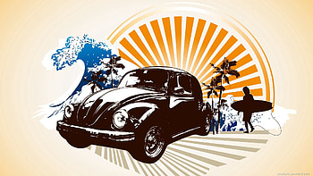 Beach, Vector, Car, Machine, Human, Person, Wave HD wallpaper