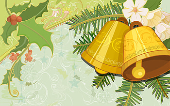 Bells, bell, holiday, christmas, flower HD wallpaper