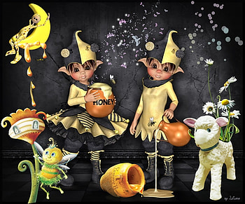 Honey, fairy, night, bee HD wallpaper