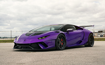 Lamborghini Huracan Performante, front view, evening, exterior, purple Huracan, Huracan tuning, supercar, Italian sports cars, Lamborghini HD wallpaper