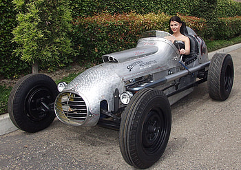 48 Roadster, silver, babe, model, 1948 HD wallpaper