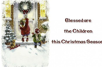 Blessed Children, winter, children, December, art, beautiful, illustration, artwork, scenery, occasion, wide screen, holiday, painting, door, Christmas, snow HD wallpaper