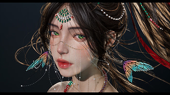 Princess, zhang hao, jewel, fantasy, face, girl HD wallpaper