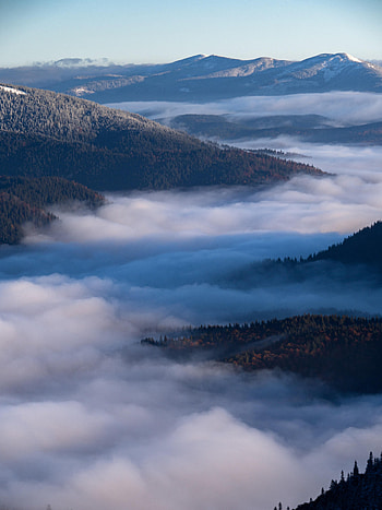 Landscape, Nature, Mountains, Clouds, View From Above, Fog HD phone wallpaper