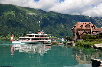 Ship, Mountain, House, , Scenic, Boat, Lake HD wallpaper
