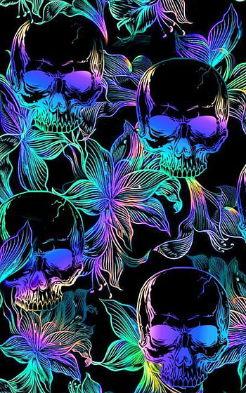 Skull, aqua, magenta HD phone wallpaper