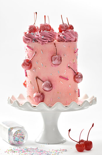 Food, Desert, Cake, Sweet, Cherries, Sprinkling, Sprinkle HD phone wallpaper