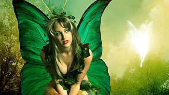Green Angel, wings, angel, fantasy, green HD wallpaper