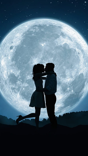 Lovers Moon, Couple, Romantic HD phone wallpaper