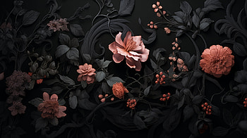 Dark Floral Elegance - Black Aesthetic Flower, black aesthetic, aesthetic, artistic, flower HD wallpaper