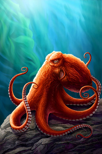 Under the sea, Painted octopus, Gigantic Pacific octopus, Adrian Golisano's artistic vision HD phone wallpaper
