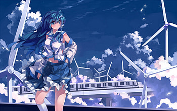 SkyBlue Sanae, classic, anime, touhou, sanae, girl, new, beauty HD wallpaper