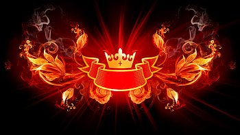 Red Fire King Crown Logo HD wallpaper