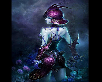 Purple Warrior, Warrior, Sword, Woman, Armour, Purple HD wallpaper