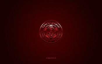 Hapoel Ramat Gan Givatayim FC, Israeli football club, Liga Leumit, red logo, red carbon fiber background, football, Ramat Gan, Israel, Hapoel Ramat Gan Givatayim FC logo HD wallpaper