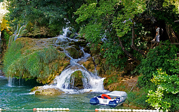 Nature, Waterfall, Boat, I See, Clear, Tourists, Croatia, Buoy HD wallpaper