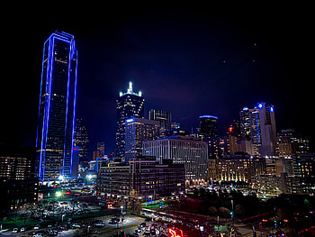 Dallas skyline, Night view, CBD companies, Starting a business HD wallpaper