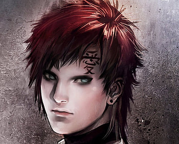 Garaa, style, digital painting, hair style, tattoo, red hair, boy, cg, face, smart, fighter, naruto, redhead, hair, eye HD wallpaper