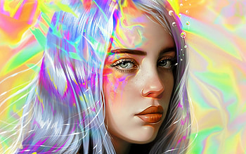 Billie Eilish, art, portrait, face, yasar vurdem, singer, girl HD wallpaper