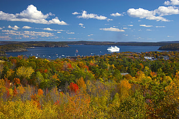 Canada & New England Cruise Port in Fall, Fall Foliage, Cruise Ship, New England, Canada, Nature, Autumn, Oceans HD wallpaper