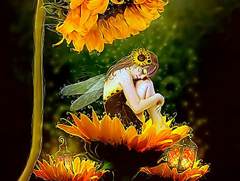 ~Sunflower Dreams~, beautiful girls, digital art, sunflowers, autumn, wings, fall, weird things people wear, beautiful, creative pre-made, love four seasons, fantasy, pretty, manipulation, models, girls, lantern, lovely HD wallpaper
