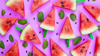 Summer-themed watermelon , Leaves and fruit, , Natural background HD wallpaper