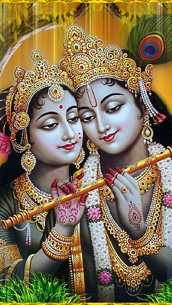 Radha Krishna , Flute, flute radha krishna, lord, god HD phone wallpaper