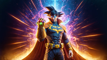 Goku As Batman Infinity Gauntlet Master, goku, batman, anime, ai, superheroes, artwork, digital-art HD wallpaper