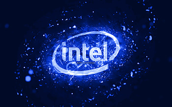 Intel dark blue logo, , dark blue neon lights, creative, dark blue abstract background, Intel logo, brands, Intel HD wallpaper