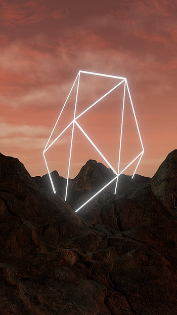 Mountains, Rocks, Miscellanea, Miscellaneous, Neon, Figure, Geometric HD phone wallpaper