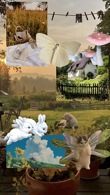 Weird cottagecore, aesthetic, fairycore, cats, nature, cottage HD phone wallpaper