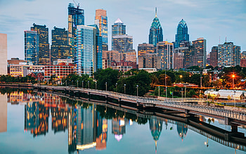 Philadelphia Skyline, Skyscrapers, Evening sunset, Pennsylvania USA HD wallpaper
