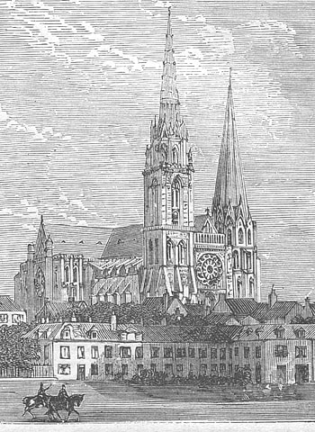 Chartres Cathedral, Old book illustrations, Cathedral HD phone wallpaper