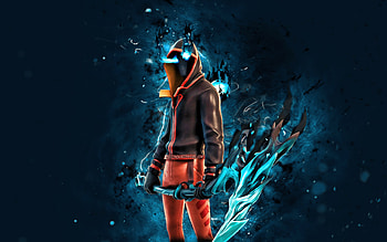Absenz, , blue neon lights, Fortnite Battle Royale, Fortnite characters, Absenz Skin, Fortnite, Absenz Fortnite HD wallpaper