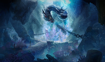 Chained, dragon, fantasy, art HD wallpaper