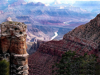 Way Down, sky, canyon, tree, stream HD wallpaper
