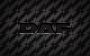 DAF carbon logo, , grunge art, carbon background, creative, DAF black logo, cars brands, DAF logo, DAF HD wallpaper