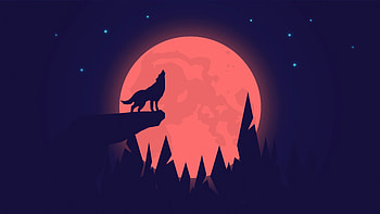 Wolf Howling Full Moon, wolf, minimalism, minimalist, artist, artwork, digital-art HD wallpaper